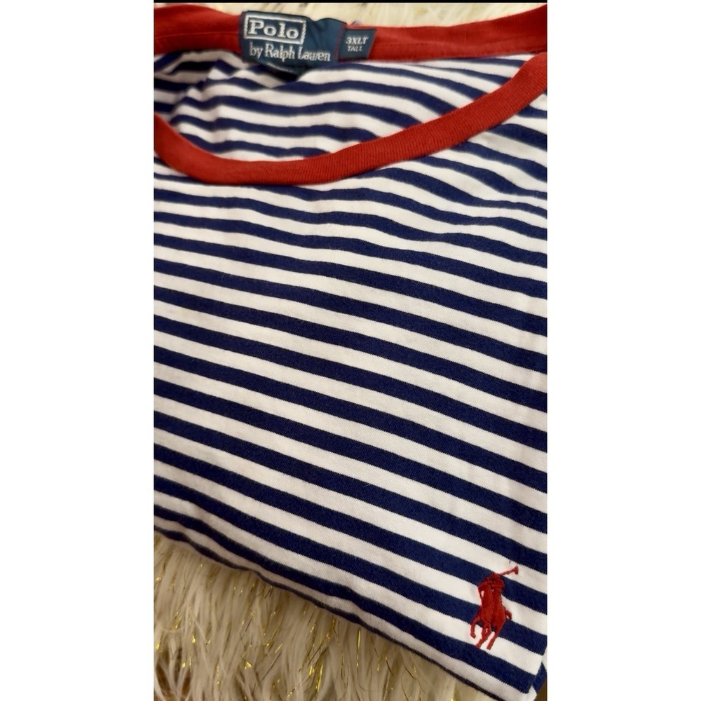Polo Ralph Lauren 3XB Blue White & Red 3XLT Striped Short Sleeve Crewneck Tee - Picture 3 of 16